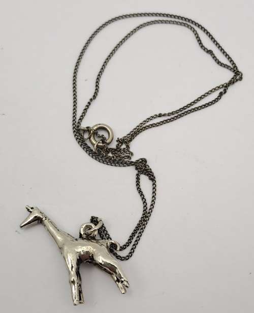 Vintage Silver Giraffe pendant on Chain