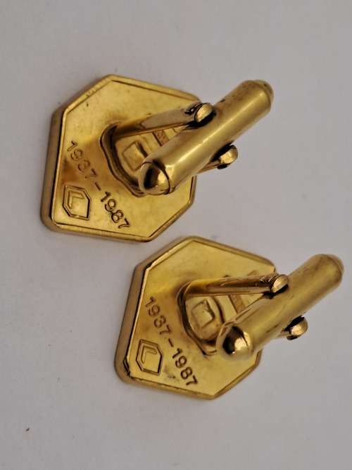 Vintage Plated Cufflink Pair stamped 1937-1987 (unknown company)