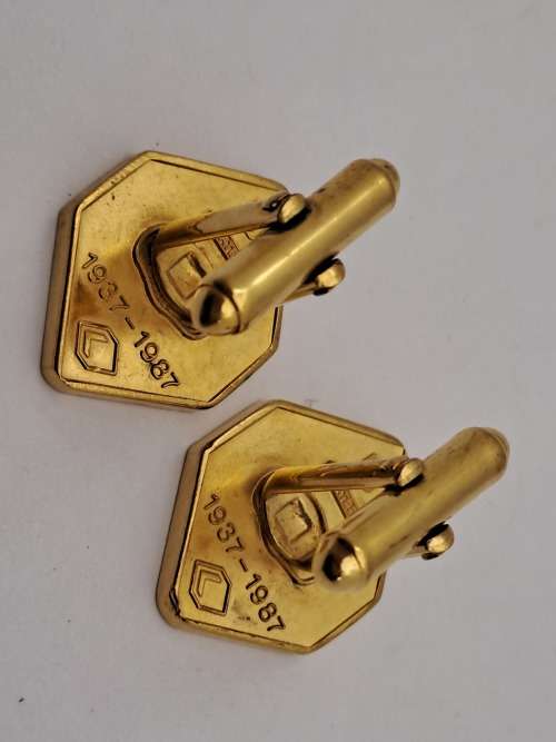 Vintage Plated Cufflink Pair stamped 1937-1987 (unknown company)