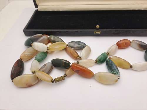 Vintage 80cm Necklace -Natural Stone  -Boxed