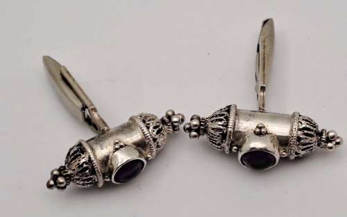 Vintage Silver Kavach Cufflinks with Gemstones -Boxed
