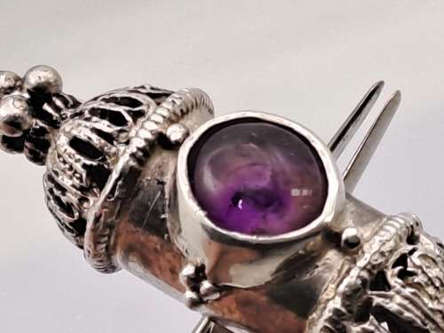 Vintage Silver Kavach Cufflinks with Gemstones -Boxed