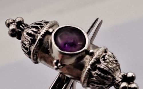 Vintage Silver Kavach Cufflinks with Gemstones -Boxed