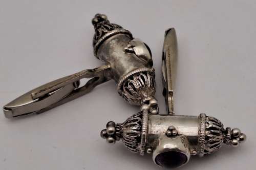 Vintage Silver Kavach Cufflinks with Gemstones -Boxed