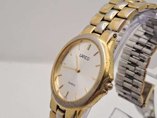 Pre-Owned-Vintage Lanco 3 ATM Quartz Watch - Working- in Case -Gold plating worn on casing and strap