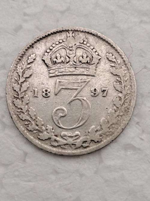 1897  United Kingdom Sterling .925 - 3 Pence - Victoria