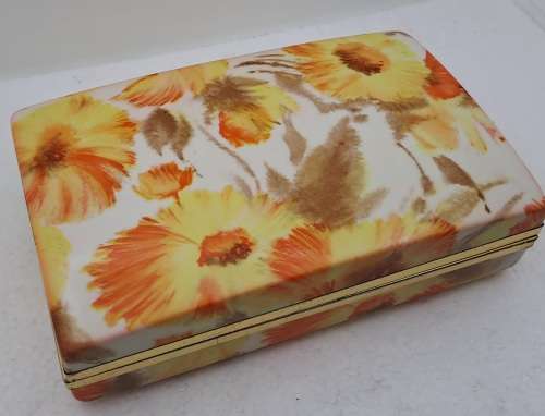Vintage 1970`s MELE Floral Jewelry Box 17,5cm X 11cm x 4,8cm