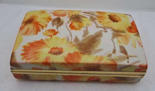 Vintage 1970`s MELE Floral Jewelry Box 17,5cm X 11cm x 4,8cm