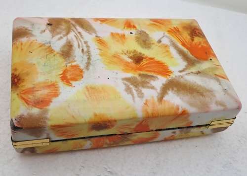 Vintage 1970`s MELE Floral Jewelry Box 17,5cm X 11cm x 4,8cm