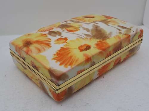Vintage 1970`s MELE Floral Jewelry Box 17,5cm X 11cm x 4,8cm