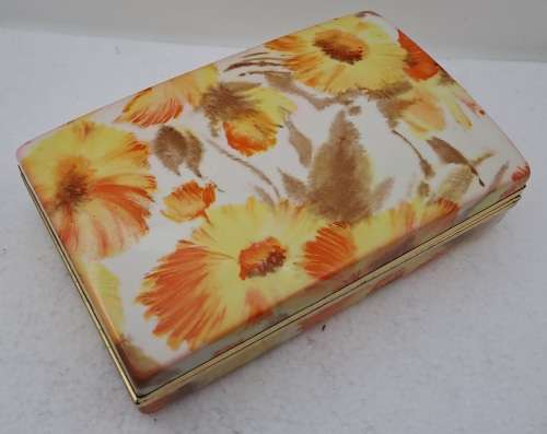 Vintage 1970`s MELE Floral Jewelry Box 17,5cm X 11cm x 4,8cm