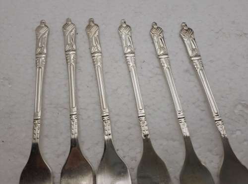 12 Pc Vintage Silver Plated Apostel Tea spoon and Cake Fork Set-Boxed-Sheffield England