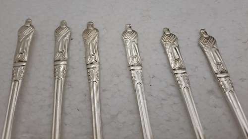 12 Pc Vintage Silver Plated Apostel Tea spoon and Cake Fork Set-Boxed-Sheffield England
