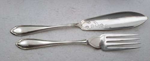12 Pc Vintage Silver Plated  Fish Cutlery set -Boxed -(one fork different pattern)