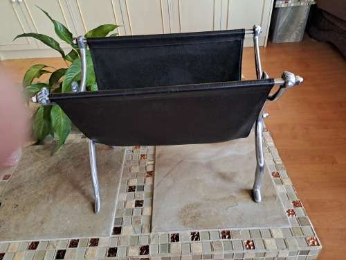 Large Carol Boyes Magazine rack with Black Leather 51cm x 28,5cm x 38cm