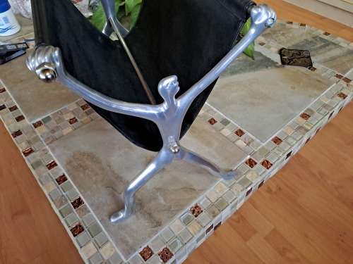 Large Carol Boyes Magazine rack with Black Leather 51cm x 28,5cm x 38cm