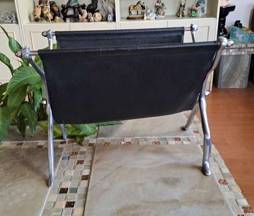 Large Carol Boyes Magazine rack with Black Leather 51cm x 28,5cm x 38cm