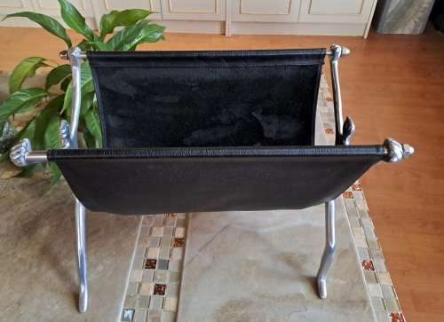 Large Carol Boyes Magazine rack with Black Leather 51cm x 28,5cm x 38cm