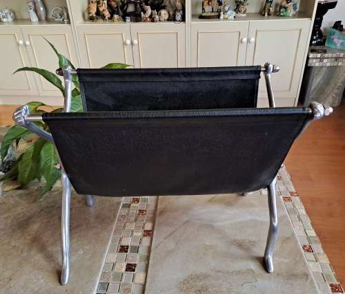 Large Carol Boyes Magazine rack with Black Leather 51cm x 28,5cm x 38cm