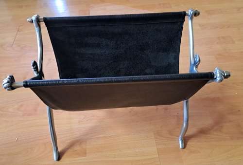 Large Carol Boyes Magazine rack with Black Leather 51cm x 28,5cm x 38cm