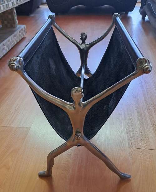 Large Carol Boyes Magazine rack with Black Leather 51cm x 28,5cm x 38cm