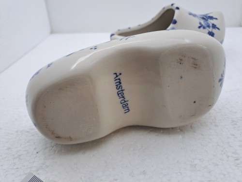 a Pair on Vintage Blue & White Shoes made in Amsterdam Holland 16cm x 6,5cm.