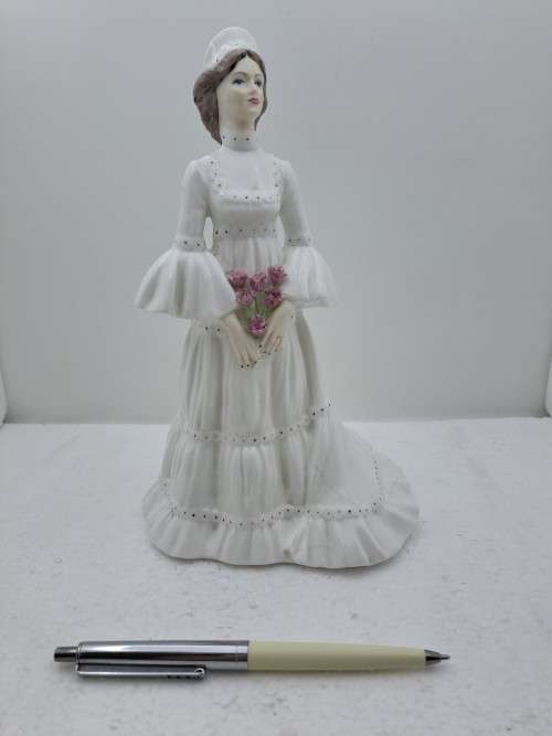 Vintage Porcelain Coalport Ladies of Fashion `The Bride` figurine-(see Hairline Crack)