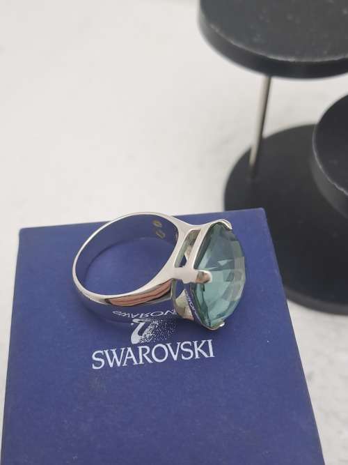 Pre-Owned Light Turquoise Swarovski Crystal Ladies Dress ring - Boxed.