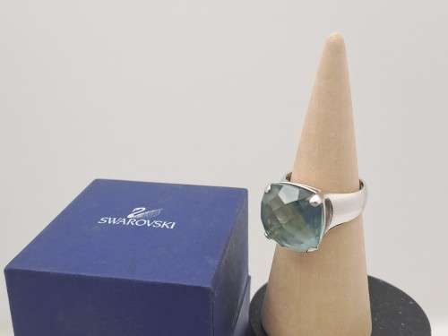 Pre-Owned Light Turquoise Swarovski Crystal Ladies Dress ring - Boxed.
