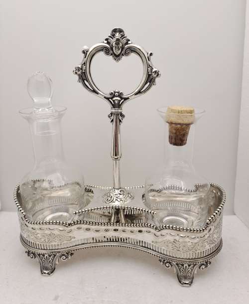 Beautiful Antique Silverplate Cruet Set