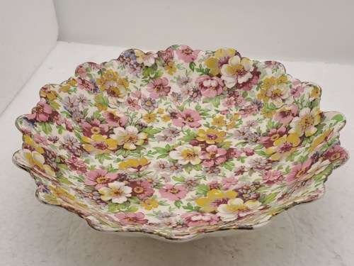 Vintage James Kent Longton Du Barry Floral Dish -Made in England 4,5cm x18cm.