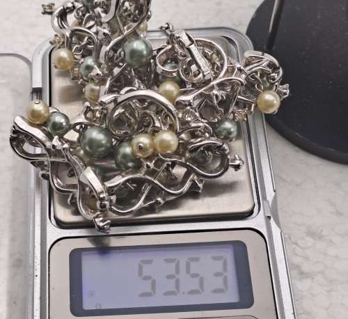 Vintage Trifari  Pearl Necklace with Matching Earrings -Made in Italy