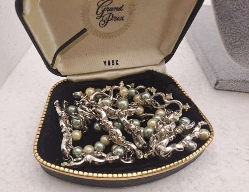 Vintage Trifari  Pearl Necklace with Matching Earrings -Made in Italy