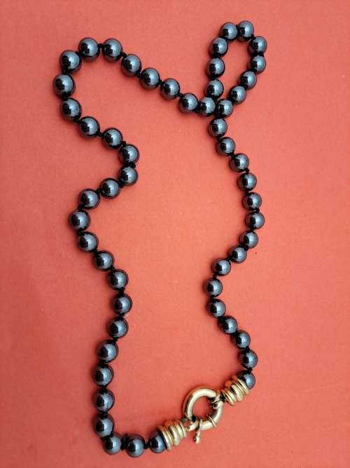 Vintage Hematite Necklace 54cm