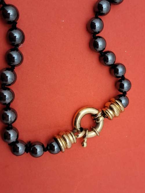 Vintage Hematite Necklace 54cm