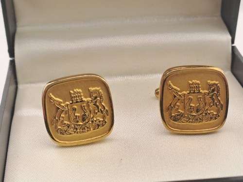 Vintage cufflinks with Bloemfontein Coat of Arms -Boxed