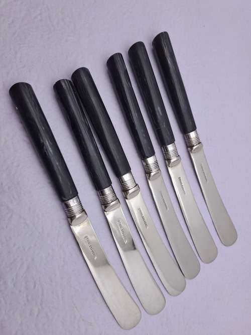 6 X Vintage/Antique ? Stainless Nickle butter Knifes -Butter Spreaders - 16,4cm