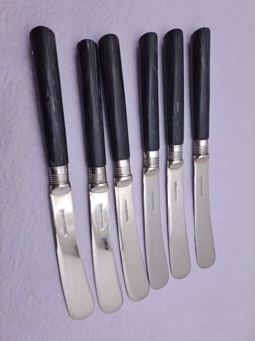6 X Vintage/Antique ? Stainless Nickle butter Knifes -Butter Spreaders - 16,4cm