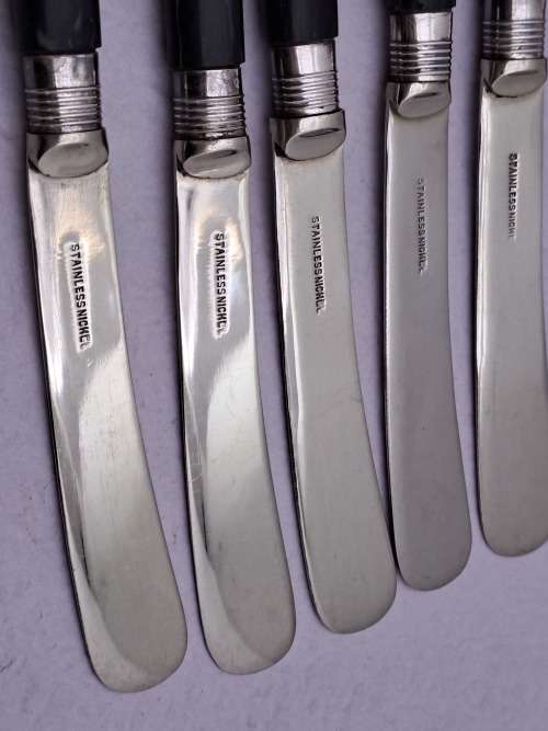 6 X Vintage/Antique ? Stainless Nickle butter Knifes -Butter Spreaders - 16,4cm