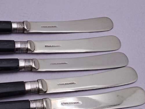 6 X Vintage/Antique ? Stainless Nickle butter Knifes -Butter Spreaders - 16,4cm