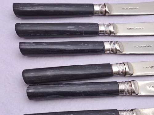 6 X Vintage/Antique ? Stainless Nickle butter Knifes -Butter Spreaders - 16,4cm