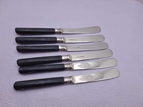 6 X Vintage/Antique ? Stainless Nickle butter Knifes -Butter Spreaders - 16,4cm