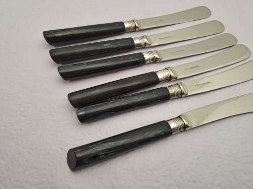 6 X Vintage/Antique ? Stainless Nickle butter Knifes -Butter Spreaders - 16,4cm