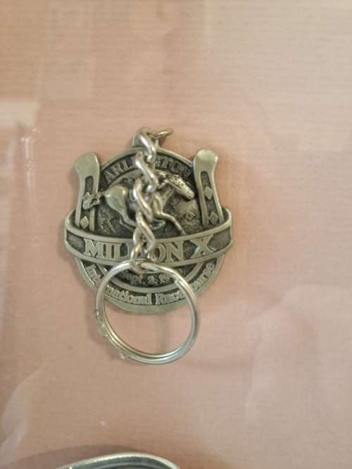 Silver Keyring & 2 Silver Spoons Arlington International Racecourse Sept.2 1990 Million X -Framed