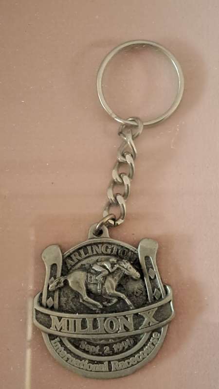 Silver Keyring & 2 Silver Spoons Arlington International Racecourse Sept.2 1990 Million X -Framed