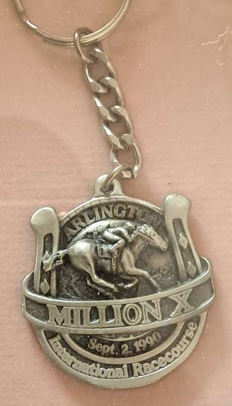 Silver Keyring & 2 Silver Spoons Arlington International Racecourse Sept.2 1990 Million X -Framed
