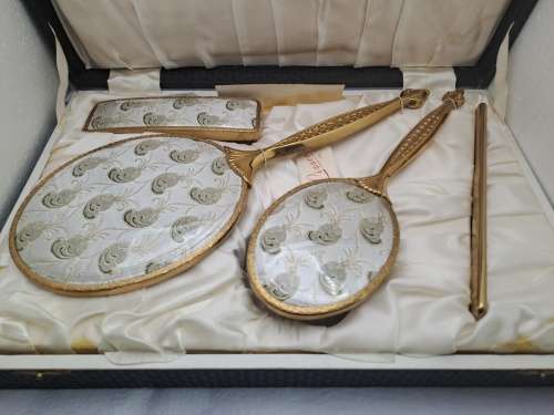 4pc 1960`s Lissco Ladies Brush and Mirror set -Boxed- Made in England.