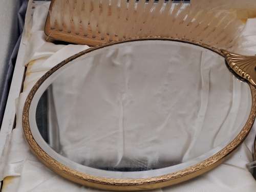 4pc 1960`s Lissco Ladies Brush and Mirror set -Boxed- Made in England.