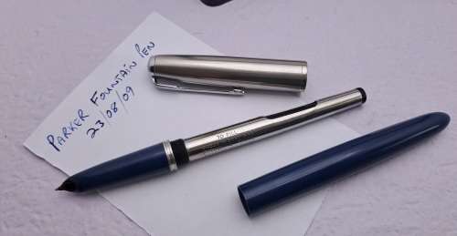 Vintage Blue Parker Fountain Pen with Squeeze Converter -INK TESTED