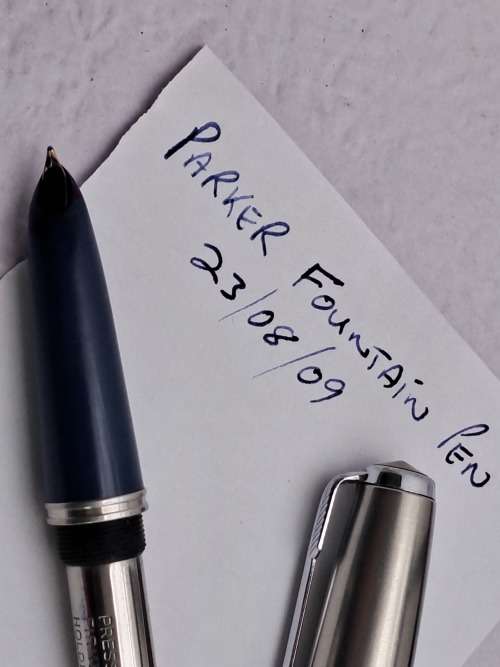 Vintage Blue Parker Fountain Pen with Squeeze Converter -INK TESTED